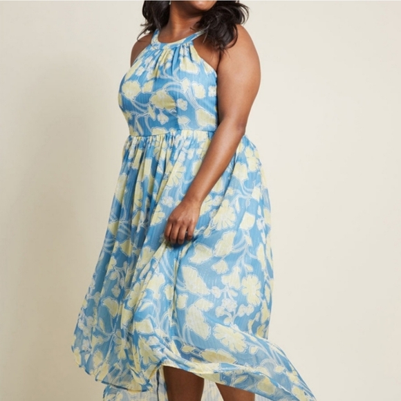 ModCloth Brave New Whirl Maxi Dress in Blue Floral in 3X Sleeveless - Picture 1 of 16